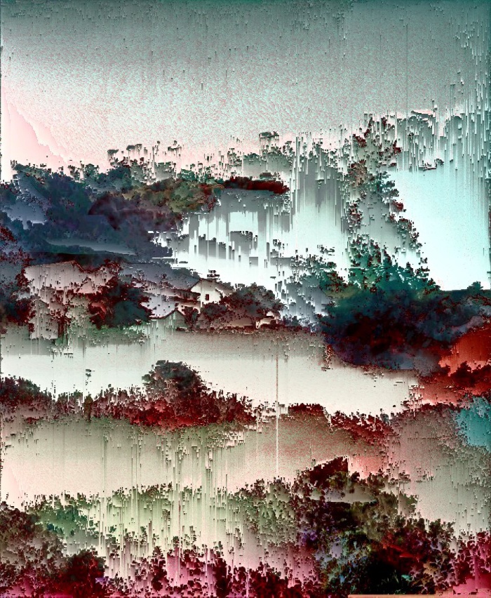 calm scenery animal Landscape gradient pixel Glitch processing digital minimal