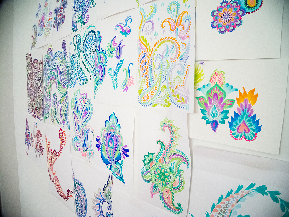 boho bohemian coachella festival swimwear pattern artistic draw markers watercolor mixed multi stylized
