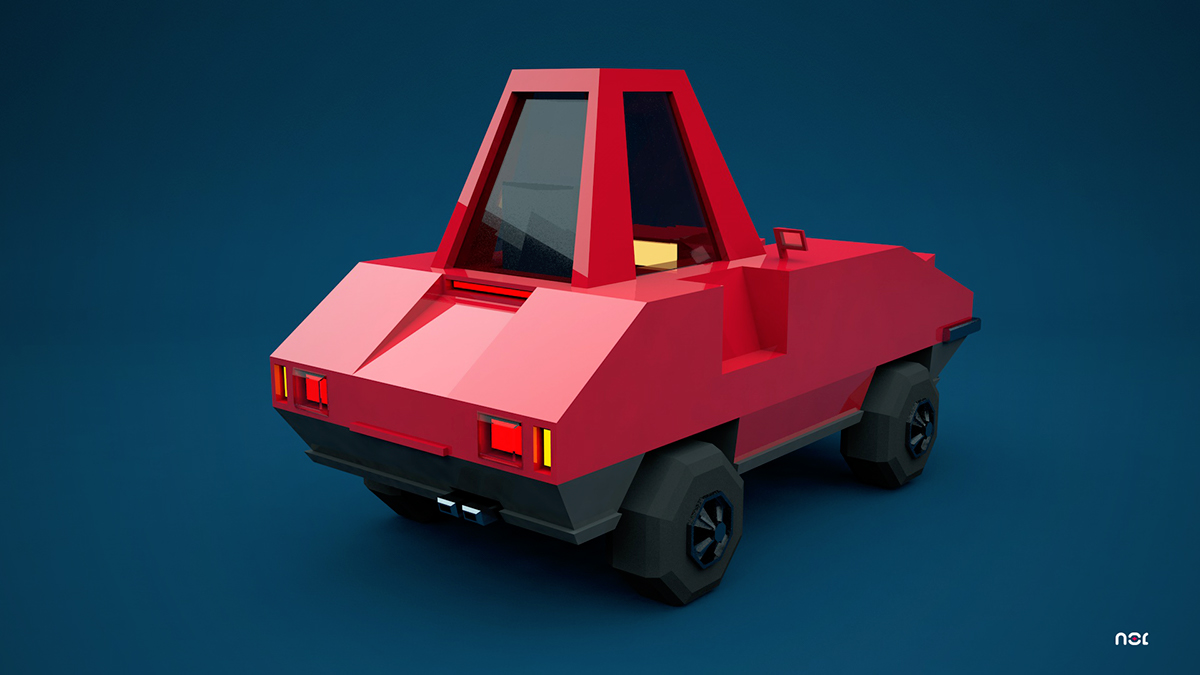 car Low Poly low-poly cinema 4d c4d model Render toy lowpoly 3D concept roadster sports car Truck School Bus