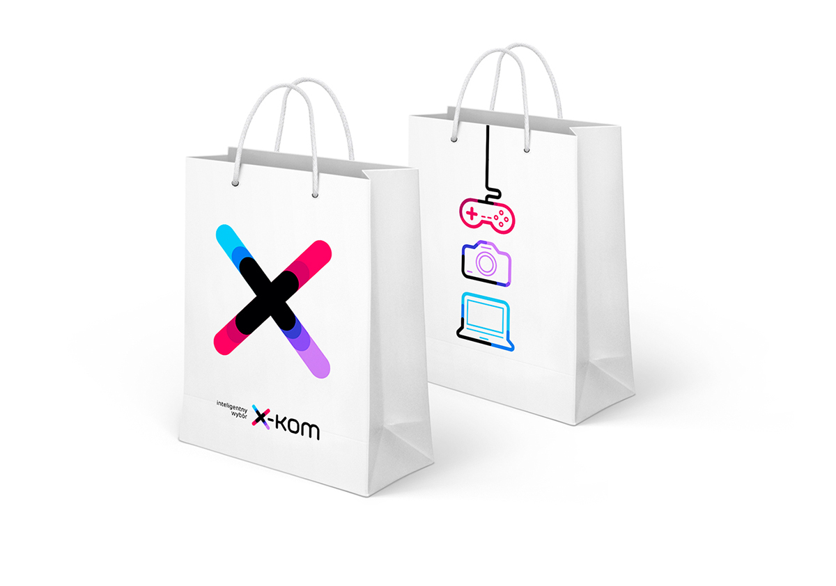 x-kom chain stores e-commerce online store rebranding Logo Design