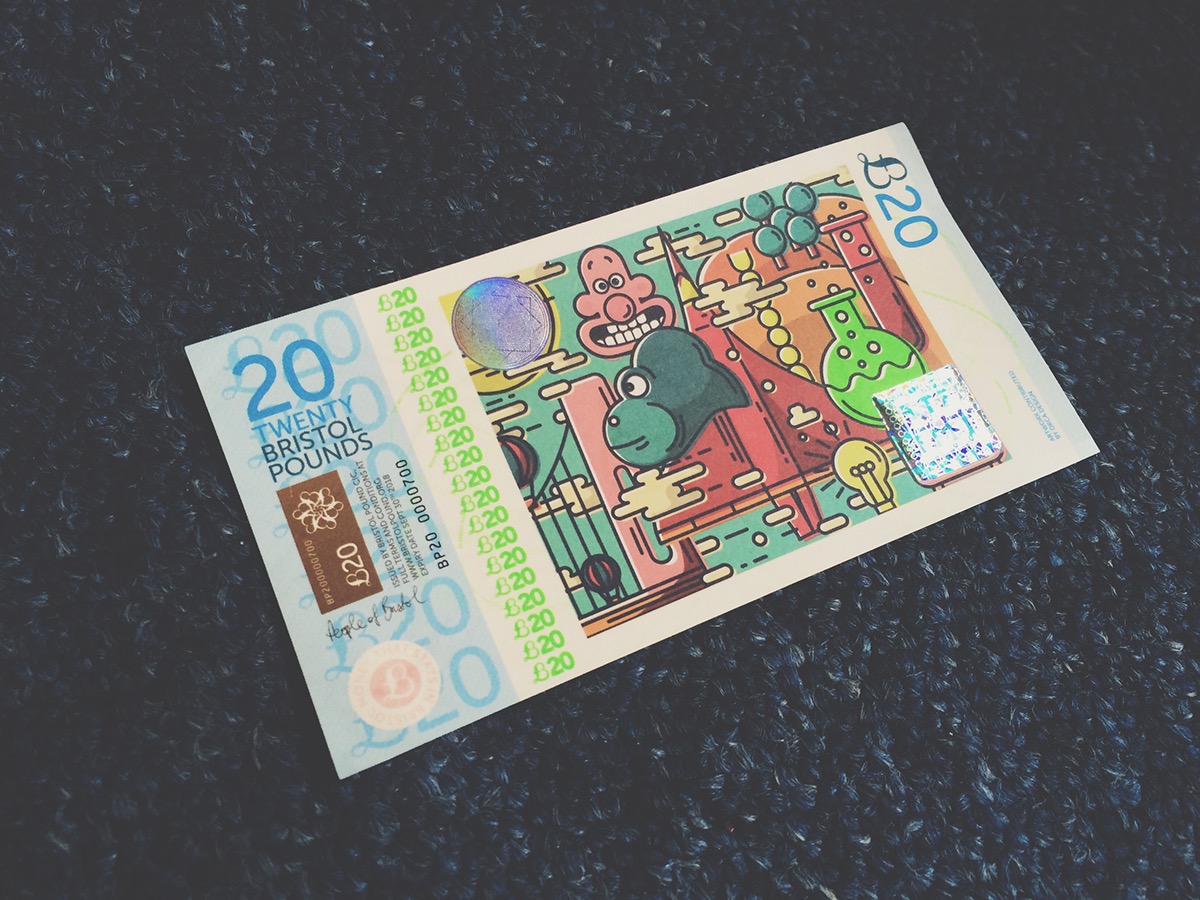 currency Bristol money vector Wallace and Gromit geometric offset