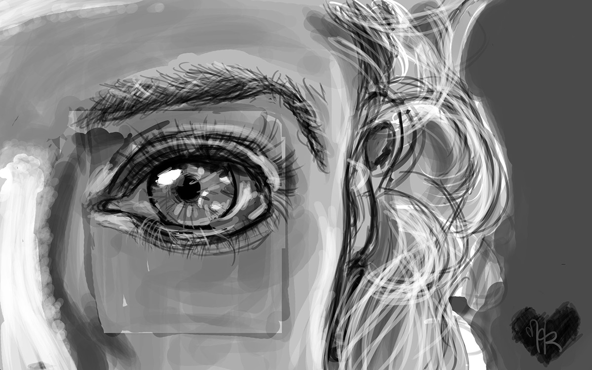 destiny black and white UNDERPAINTING eye Helena Richardson Practice