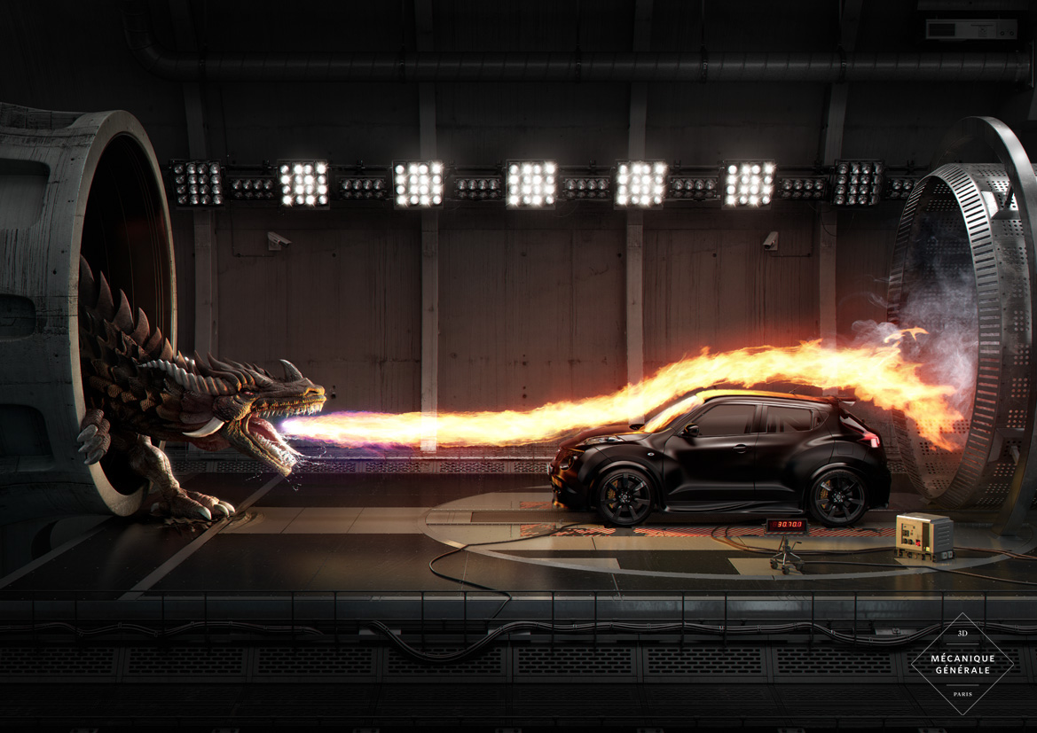 3D car Nissan dragon fire mecanique generale