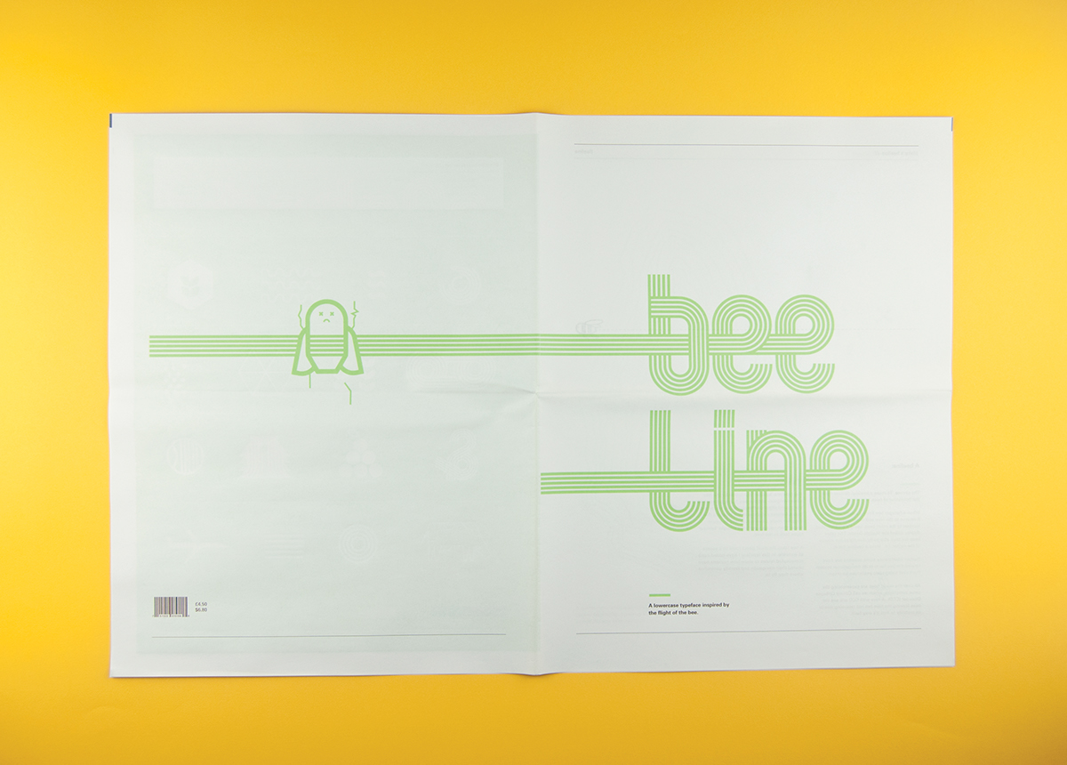 beeline Typeface newsprint newspaper bee Type Specimen type