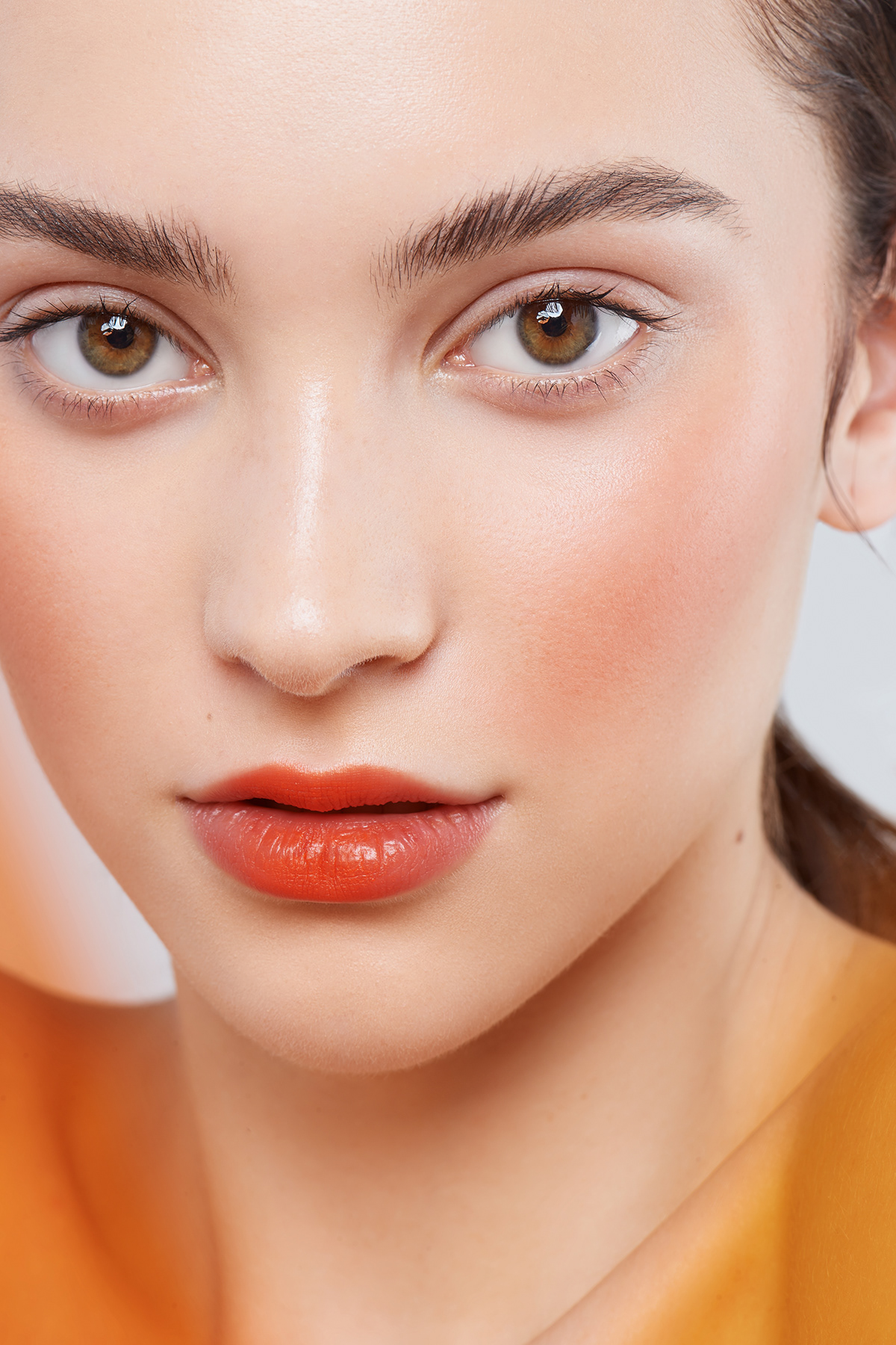 beautyphotography headshot makeup orange portrait redlipstick retouch retoucher studiolight