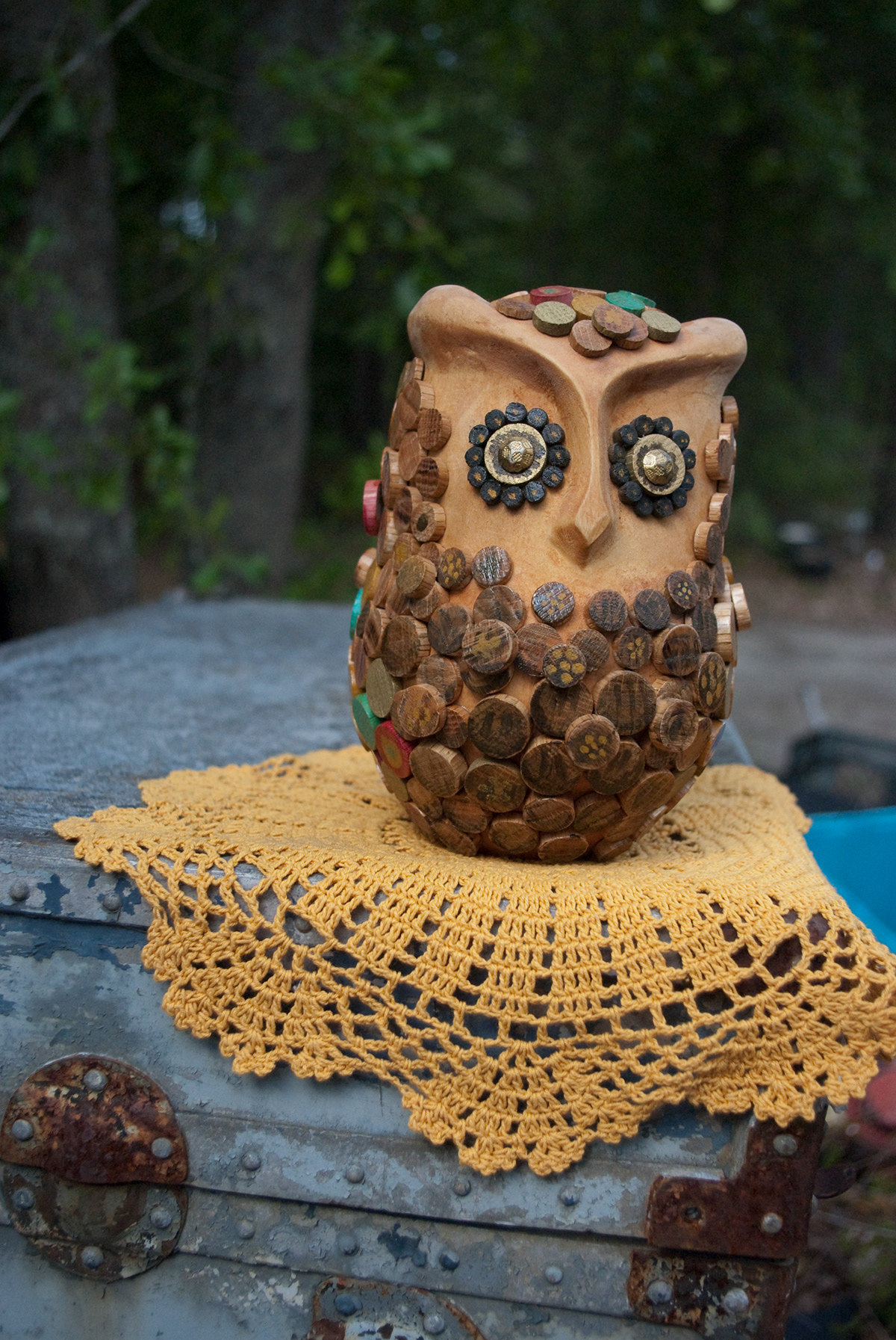 wood owl sculpture