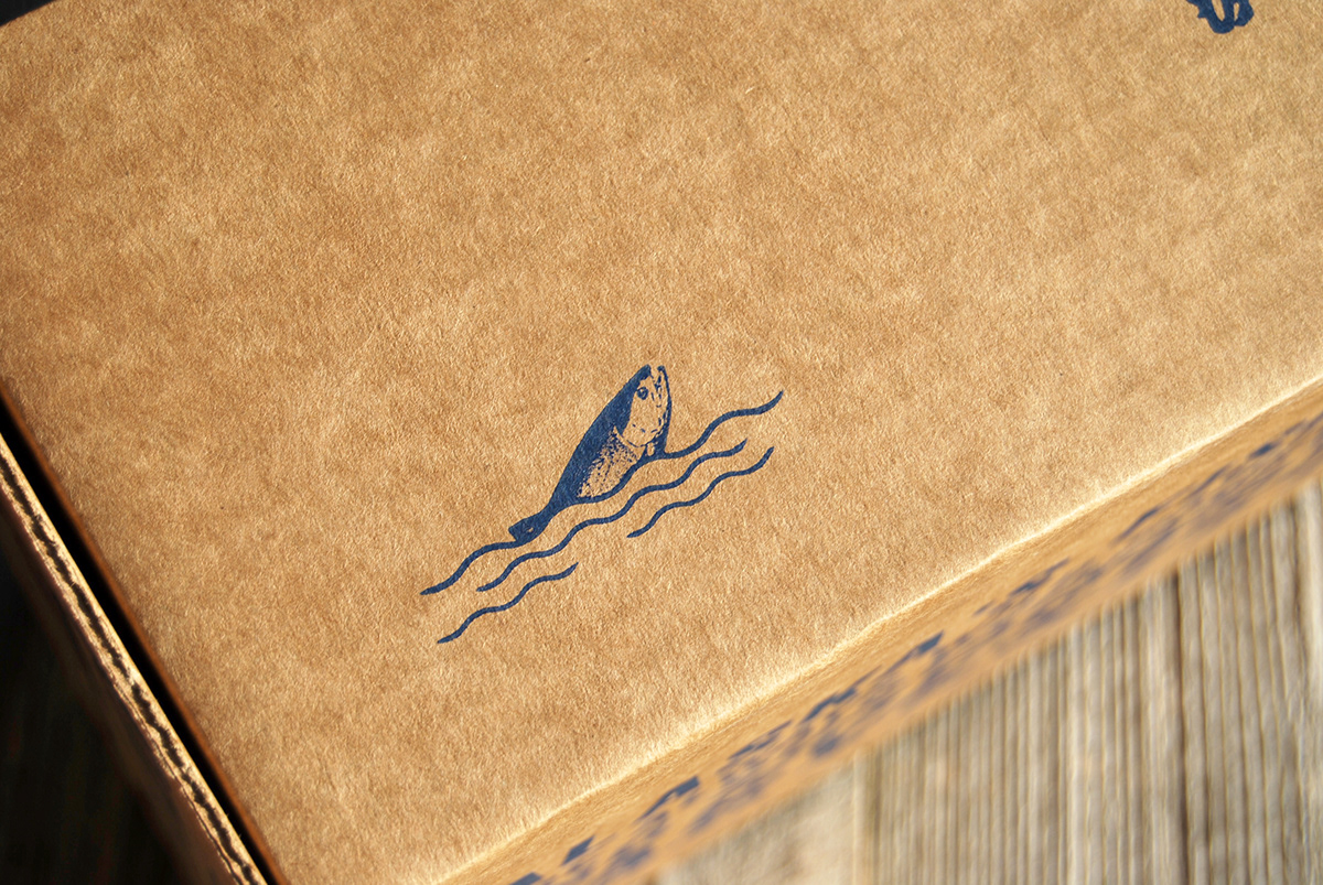 Sitka salmon Kraft box Mono color blue fish