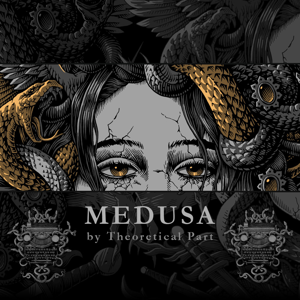 head of medusa t-shirt design, tattoo style