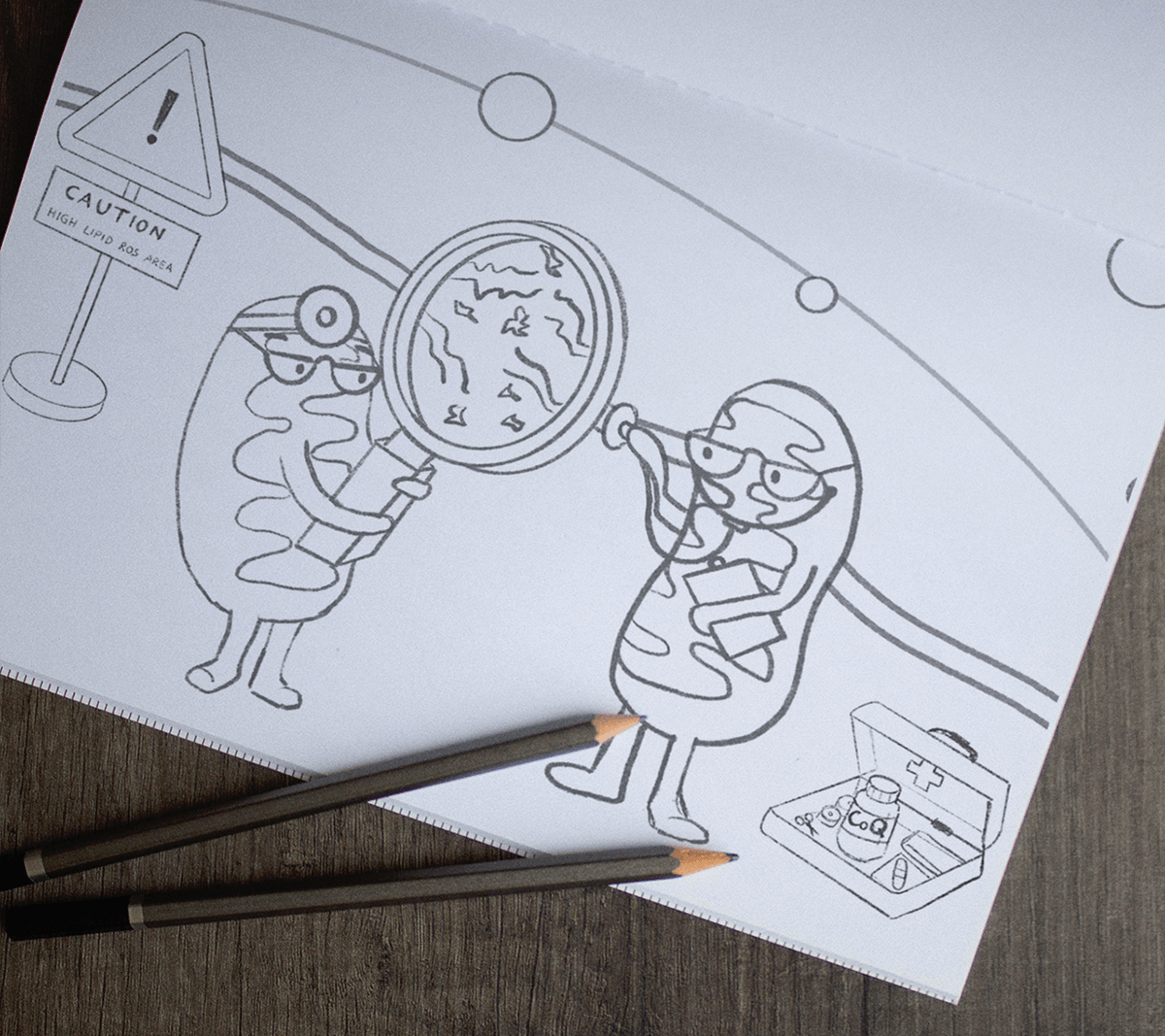 scientific illustration Mitochondria science biology Procreate digital illustration Character design  cartoon sketch Digital Art 
