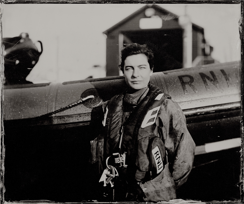 RNLI women lifeboat woman female crew volunteer maritime nautical lifesavers East Anglia sea portrait wet plate collodion