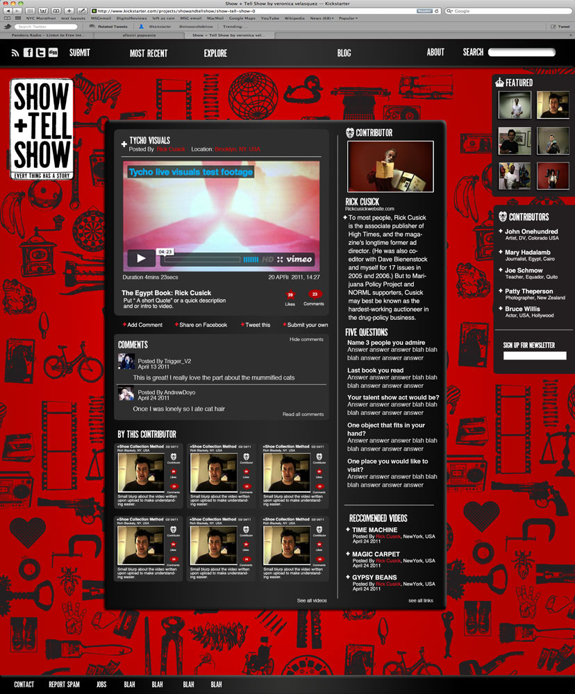 Website stationary video art red graphics creative Veronica velasquez concept show+tell S+TS Show