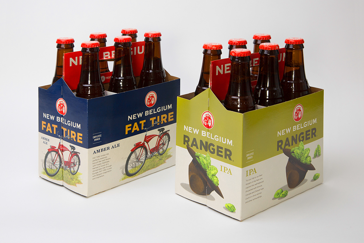 beer bottle six pack shipper box Label fat Tire new belgium brewing company brewery