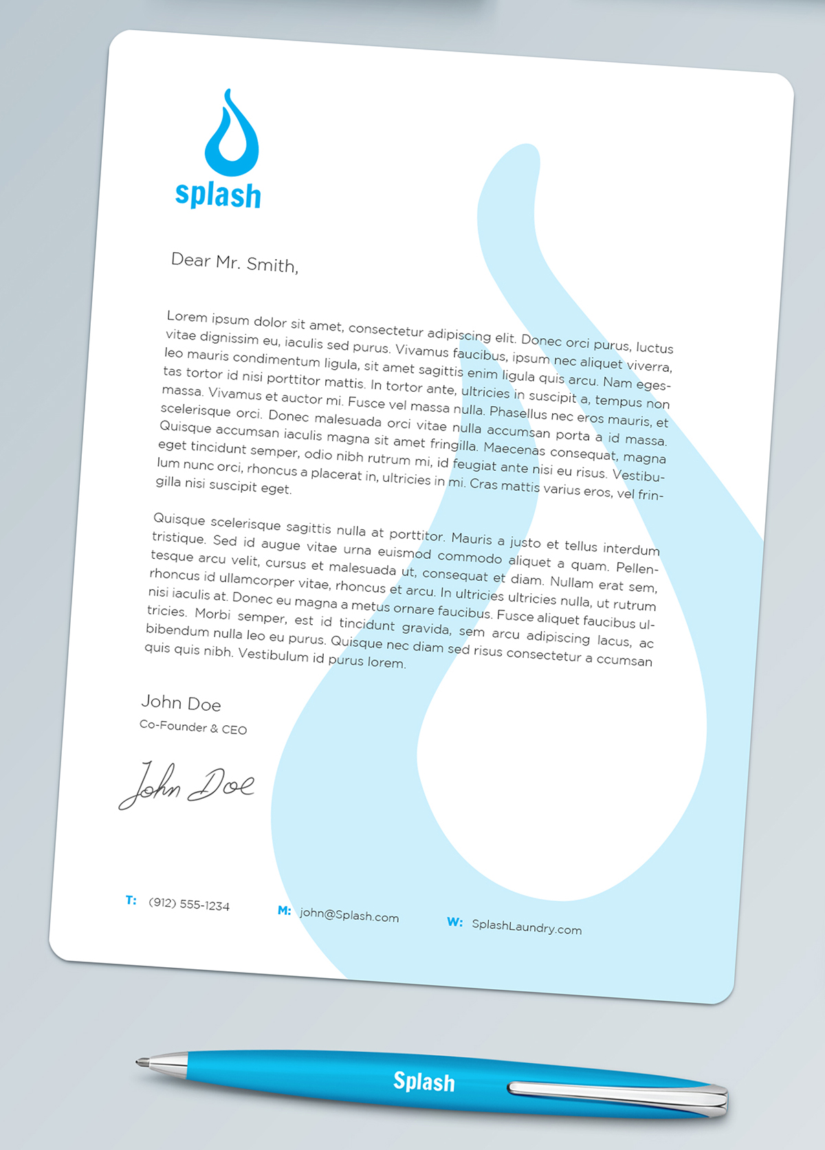 splash laundry detergent laundry cyan Corporate Identity brand identity logo business card drop Liquid clean simplistic
