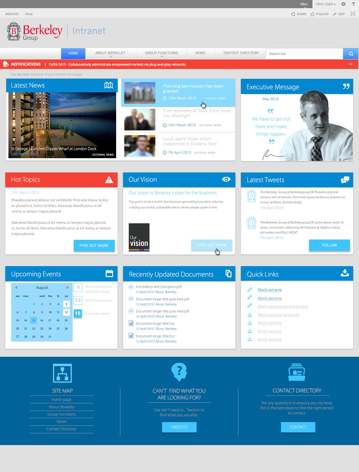 Intranet UI ux Style look and feel content
