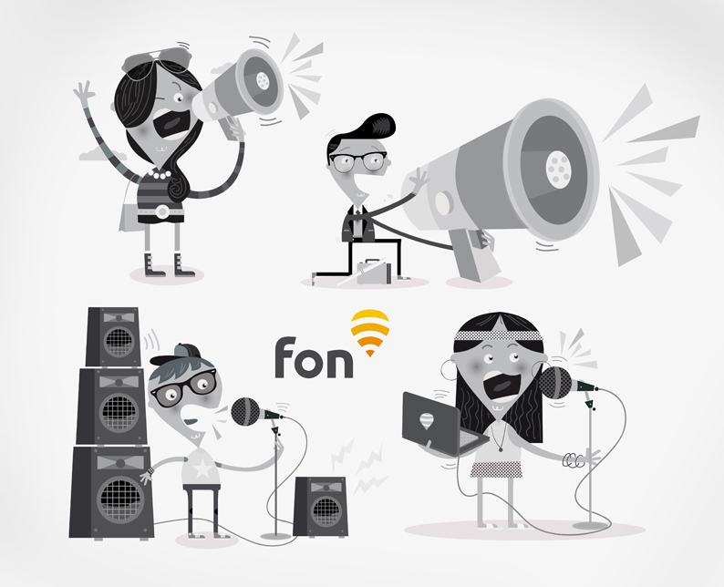 Fon wifi network Global diseño Character personajes agencia identidad