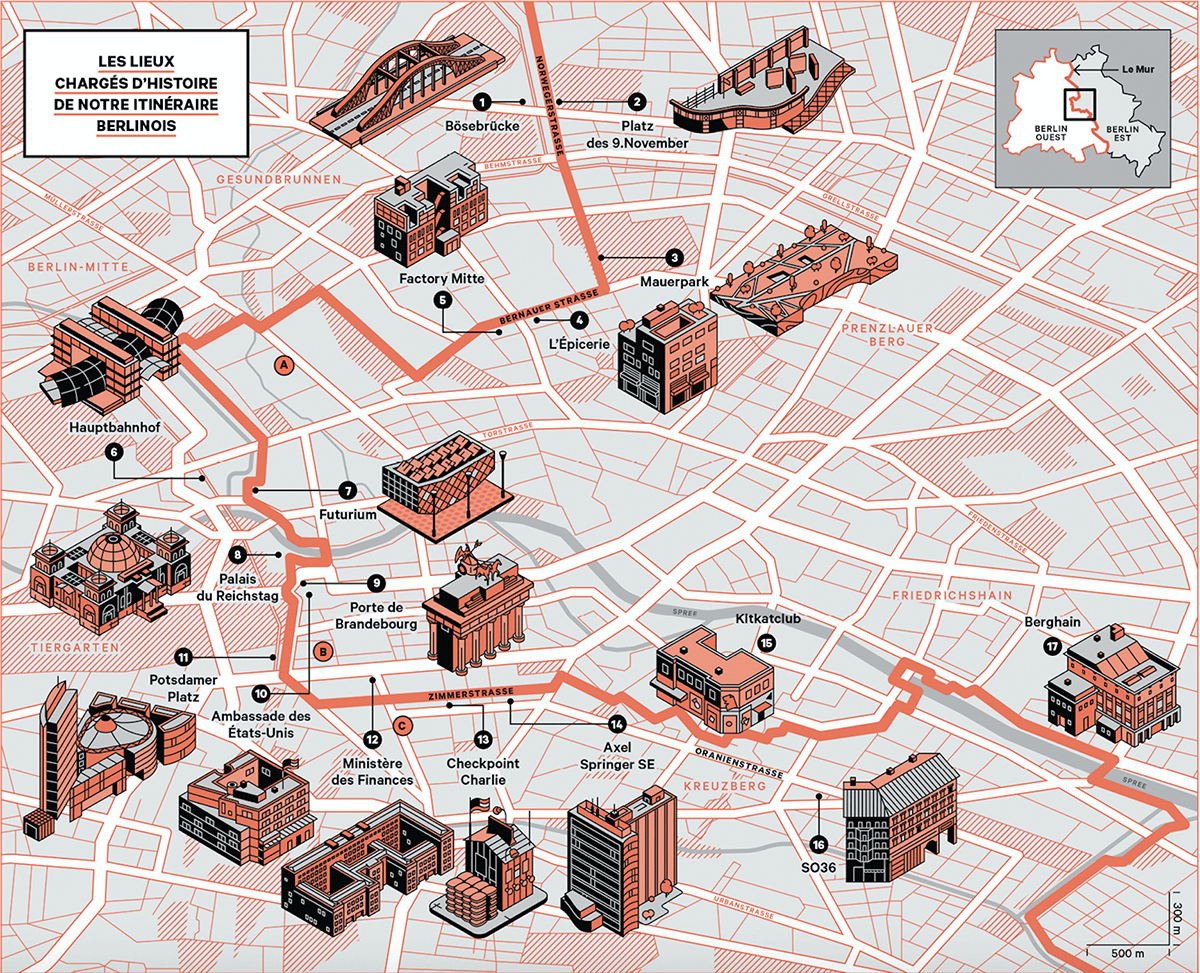 berlin editorial history ILLUSTRATION  infographic Isometric magazine map wall