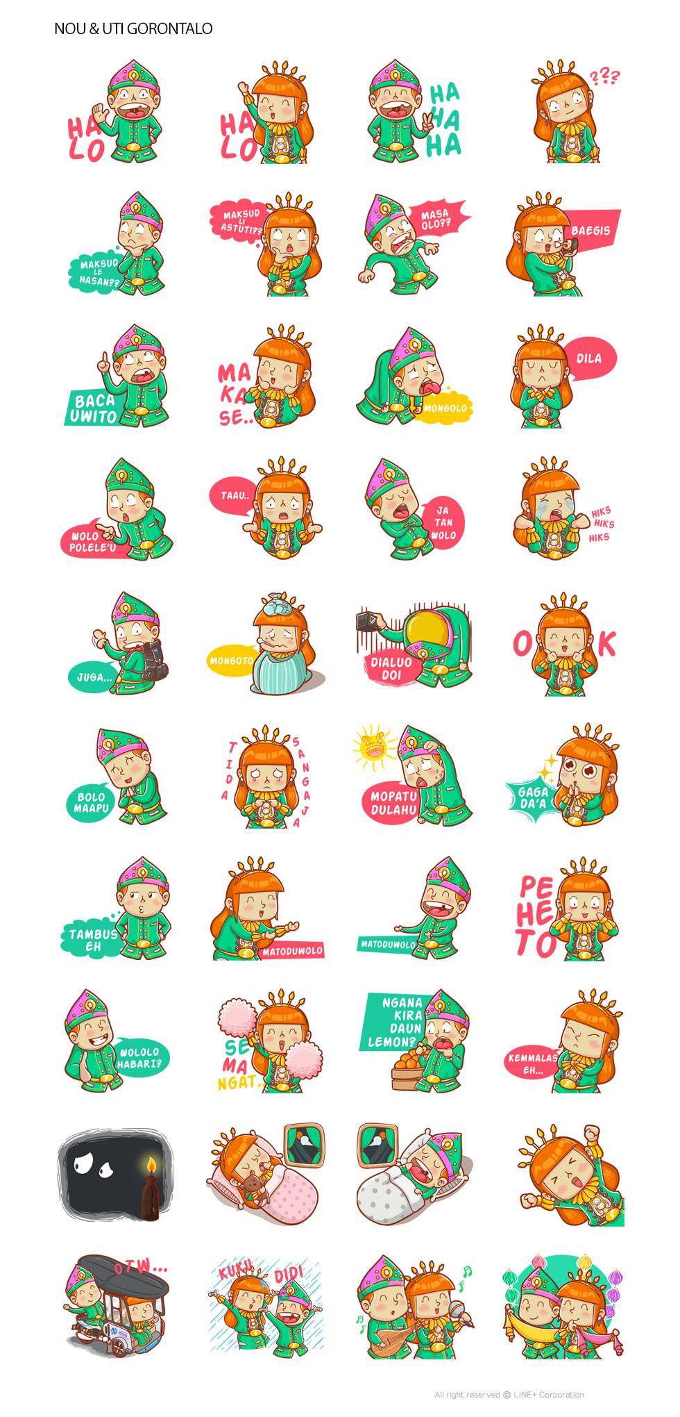 Nou & Uti gorontalo   line sticker Character design