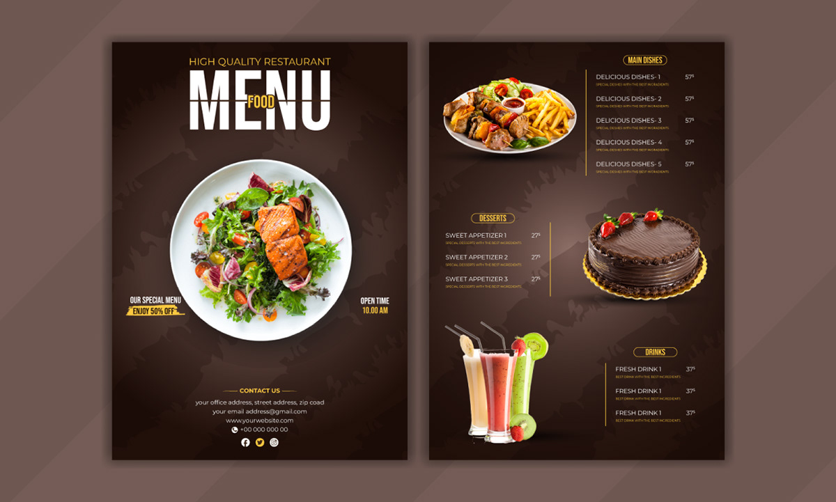restaurant Food  menu menu design price list brochure pixclution template business vector