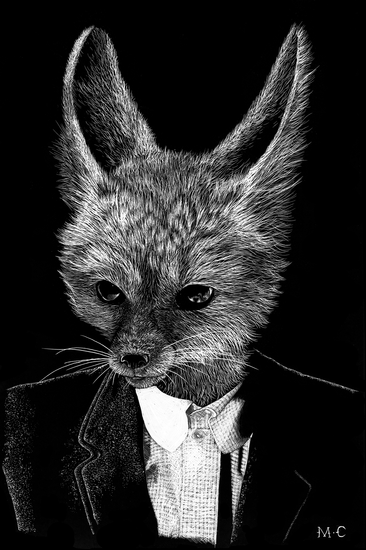 Adobe Portfolio #scratchBoard #scratchart #art #drawing #finearts #clairefontaine #fennec #fox #illustration