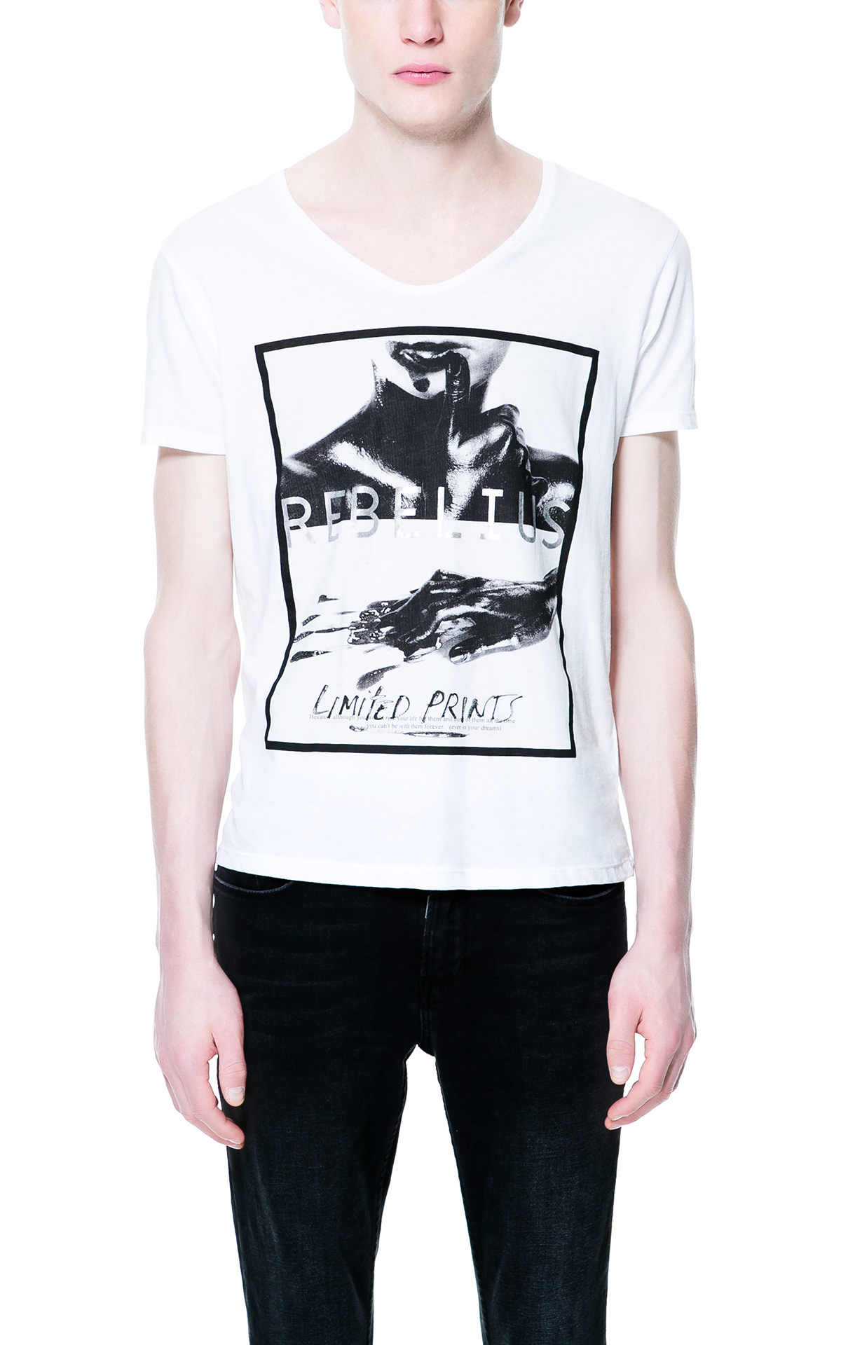 zara daniel marques t-shirt print textile paint black and white editorial