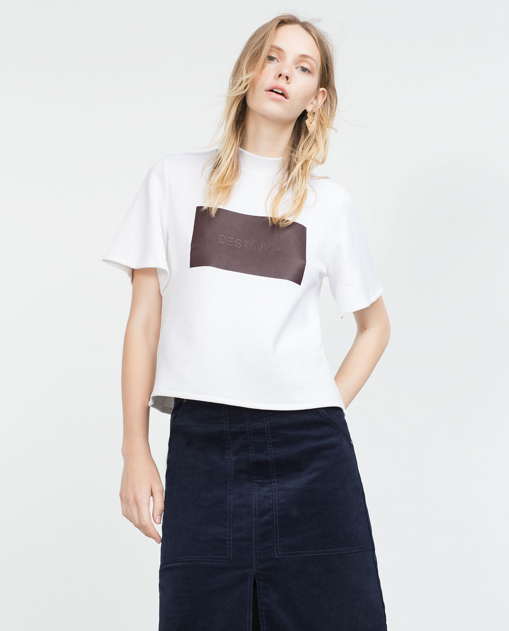 zara woman ines gama design moda t-shirt crop fall2015