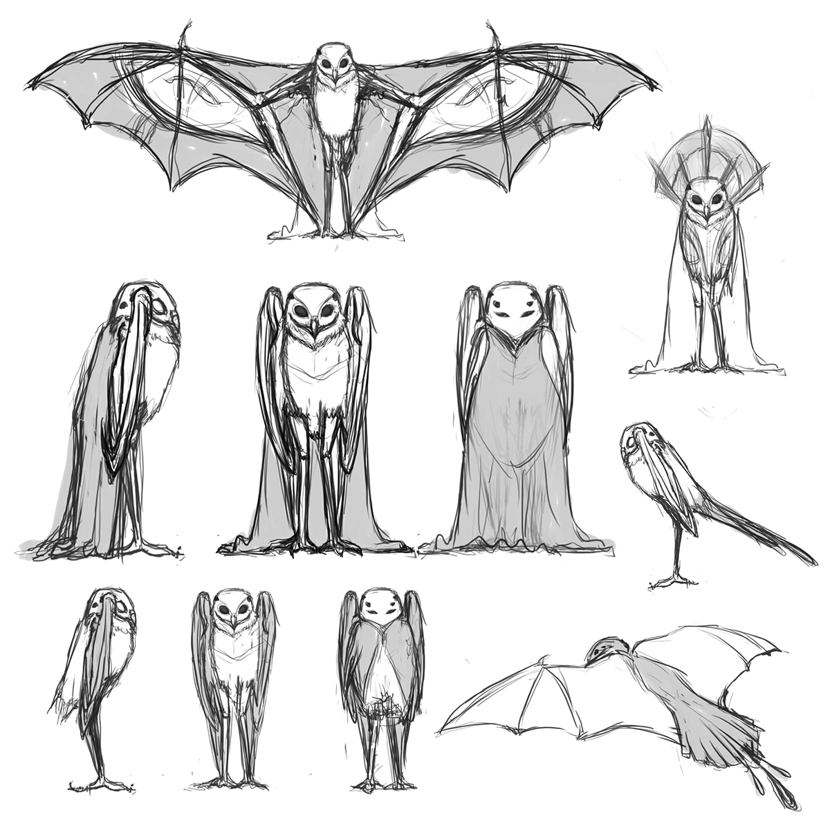 creature design sculpture painting   bat owl