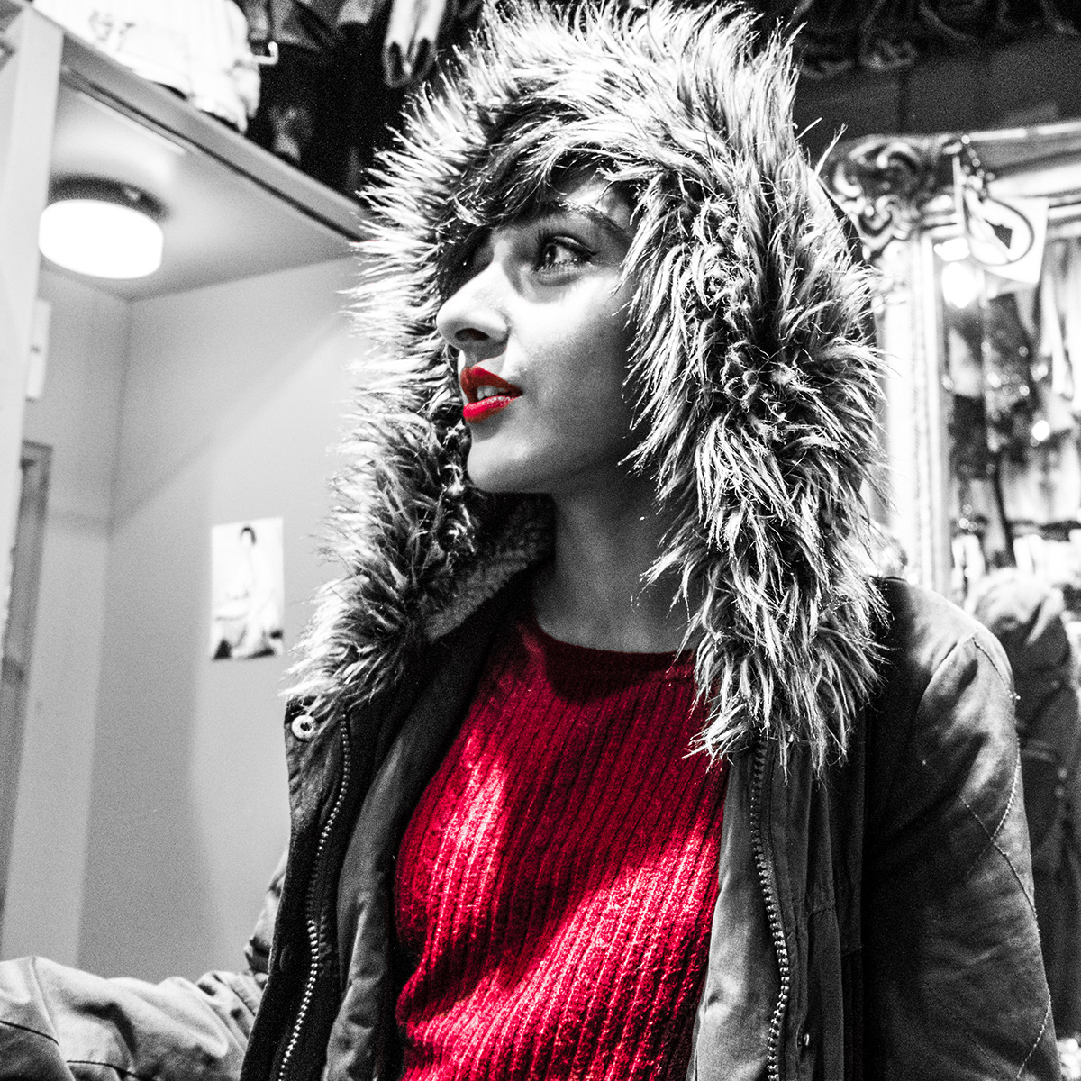 the girl IN red London primrose hill camden winter winter fashion teen fashion teenager east london