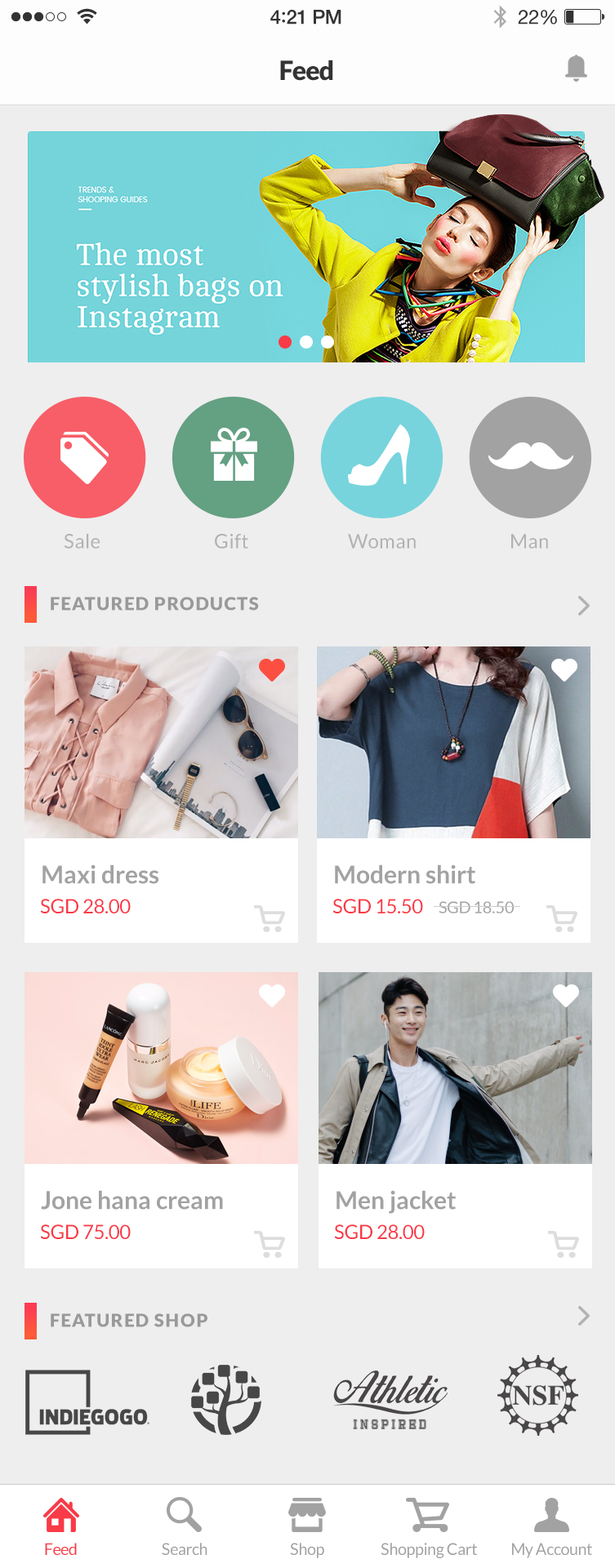 UI ux app art creative direction Shopping E COMMERCE singapore