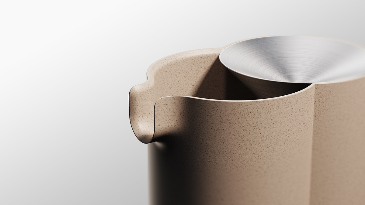 bottle brushed metal Carafe ceramic concept industrial design  metal minimal product design  texture