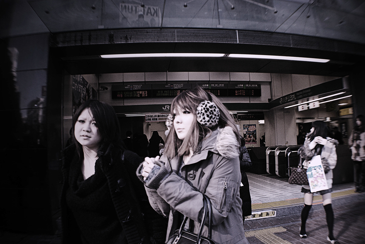 people postcards japan tokyo Candids black and white shots