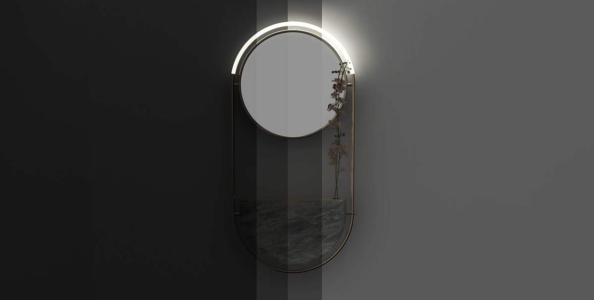 miroir mirror light lampe design entrence   design produit Mable brass Interior