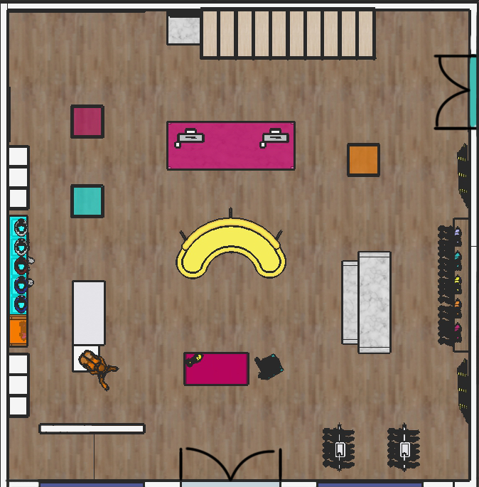 concept store design Visual Merchandising planograms floorplan rendering visualization interior design  Retail design Rollerskating