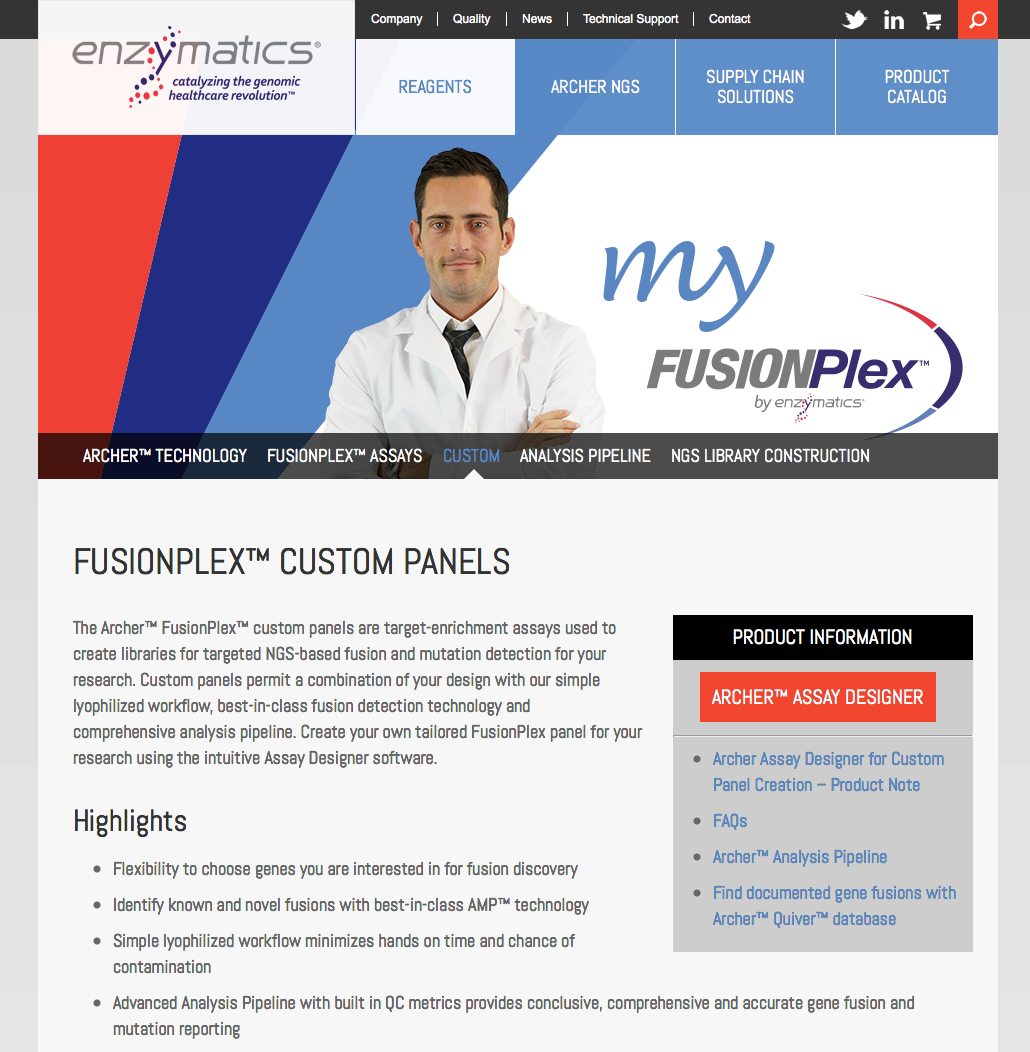 Logo Design product launch science Sales product design flyers Layout Imagery DNA fusion technical enzymatics Archer FusionPlex Archerdx