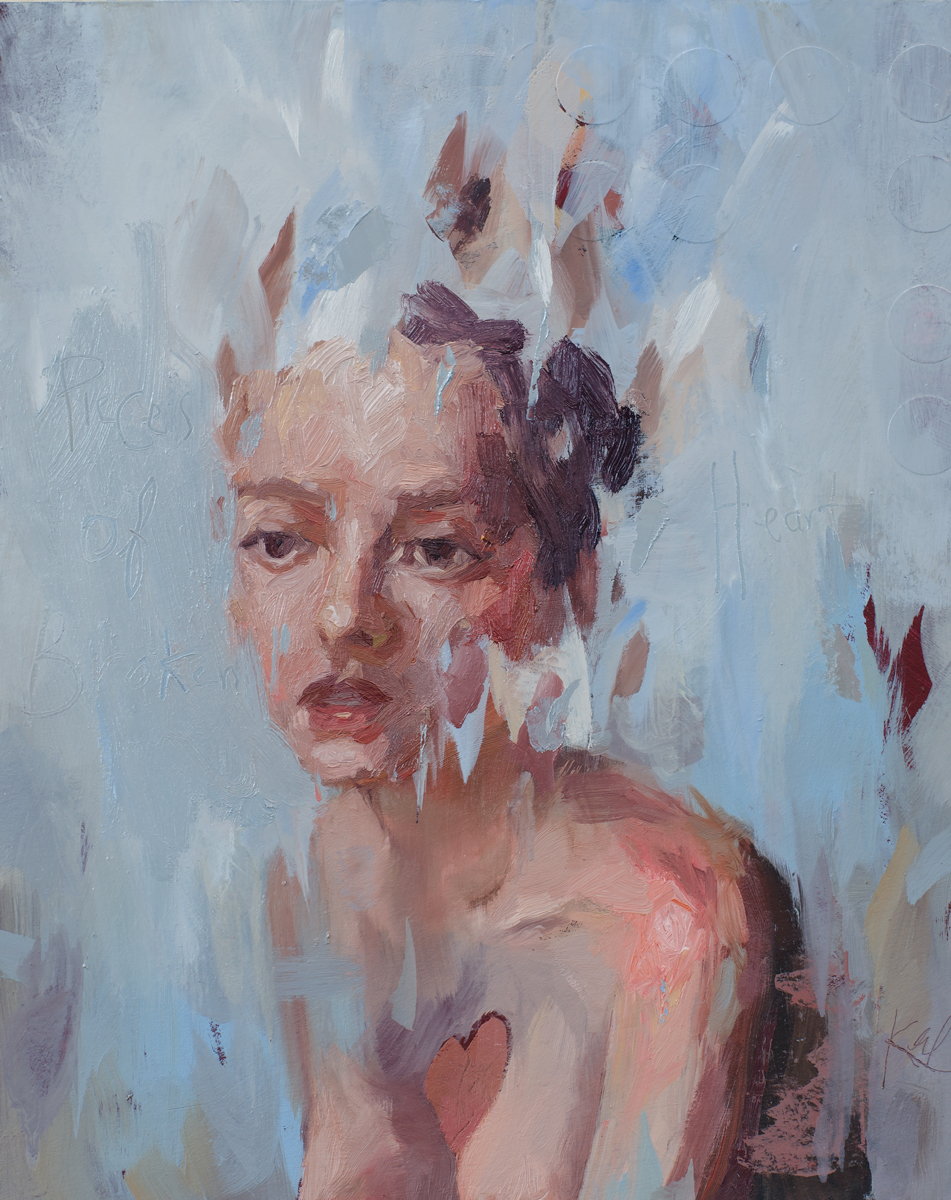 woman portrait blue pink brushstrokes study oil oilpainting