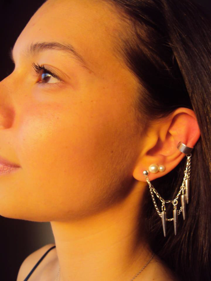 spike  silver  ag  950  chains Earring