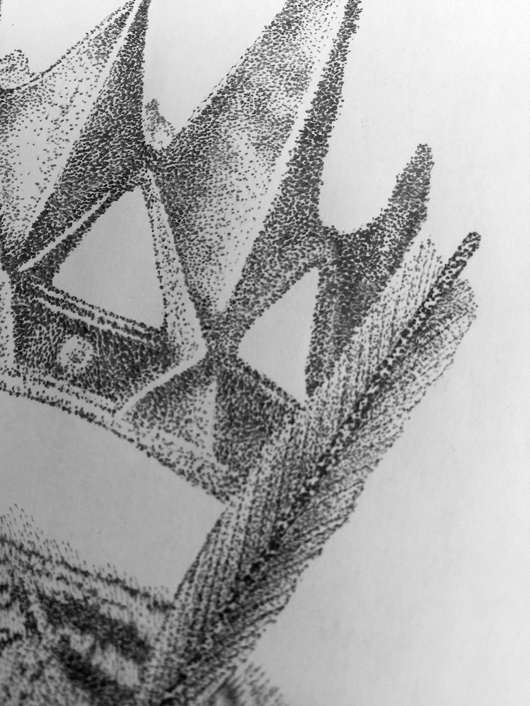 newwork drawing sketch desenho manual arrow crown tiger Pointillism pointillisme art pointillism drawing ink black & white secret society dark dotwork