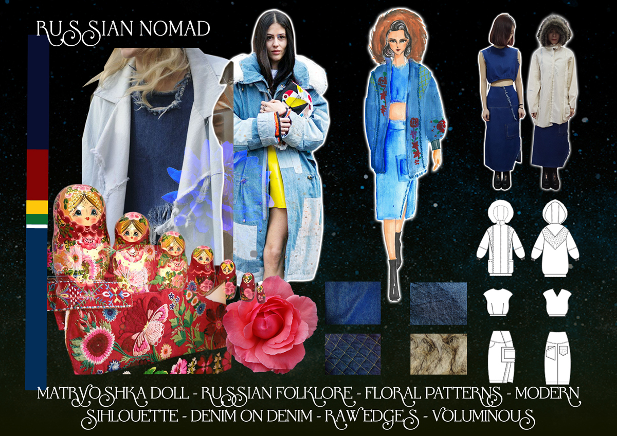 Board fashion design creative russian floral vibrant
