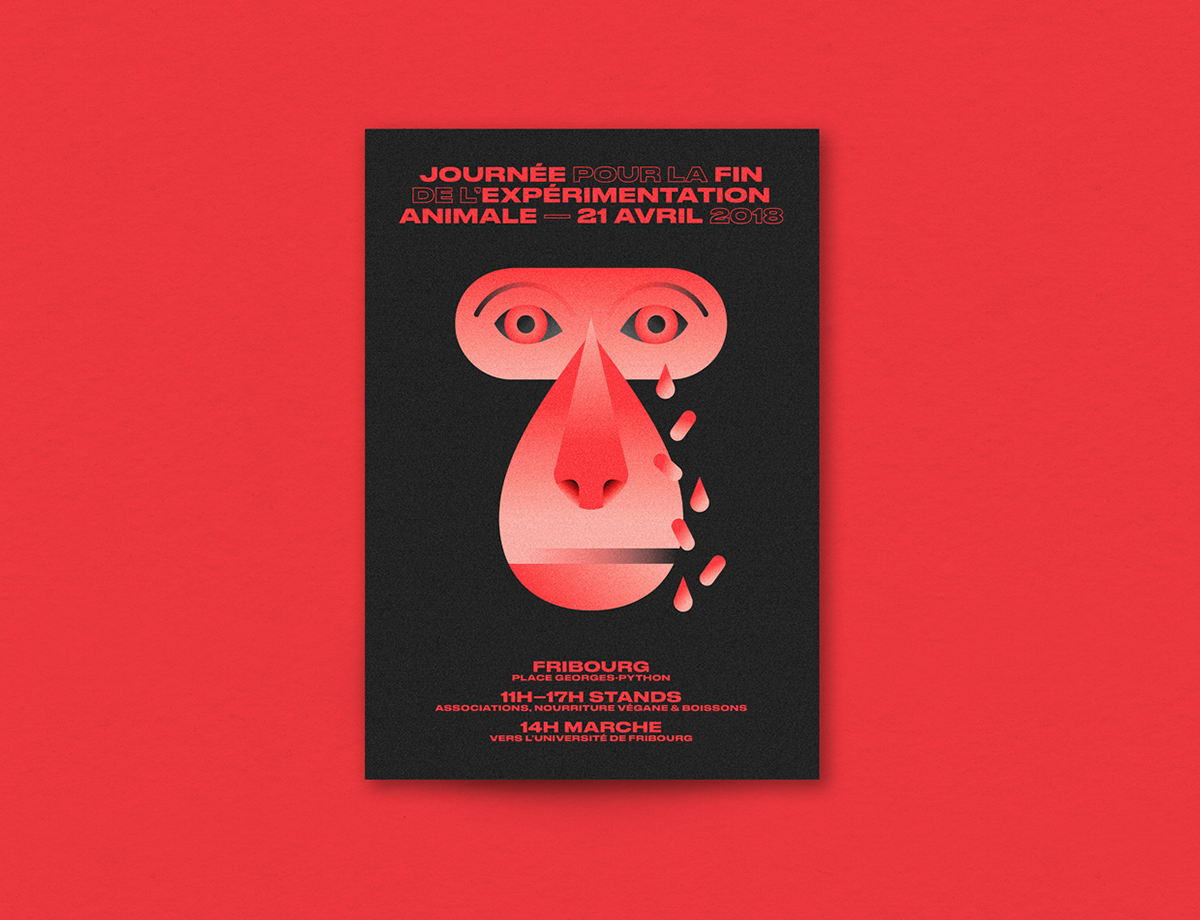 monkey Animal Experimentation march neon colors flyer animal rights Manifestation ILLUSTRATION 