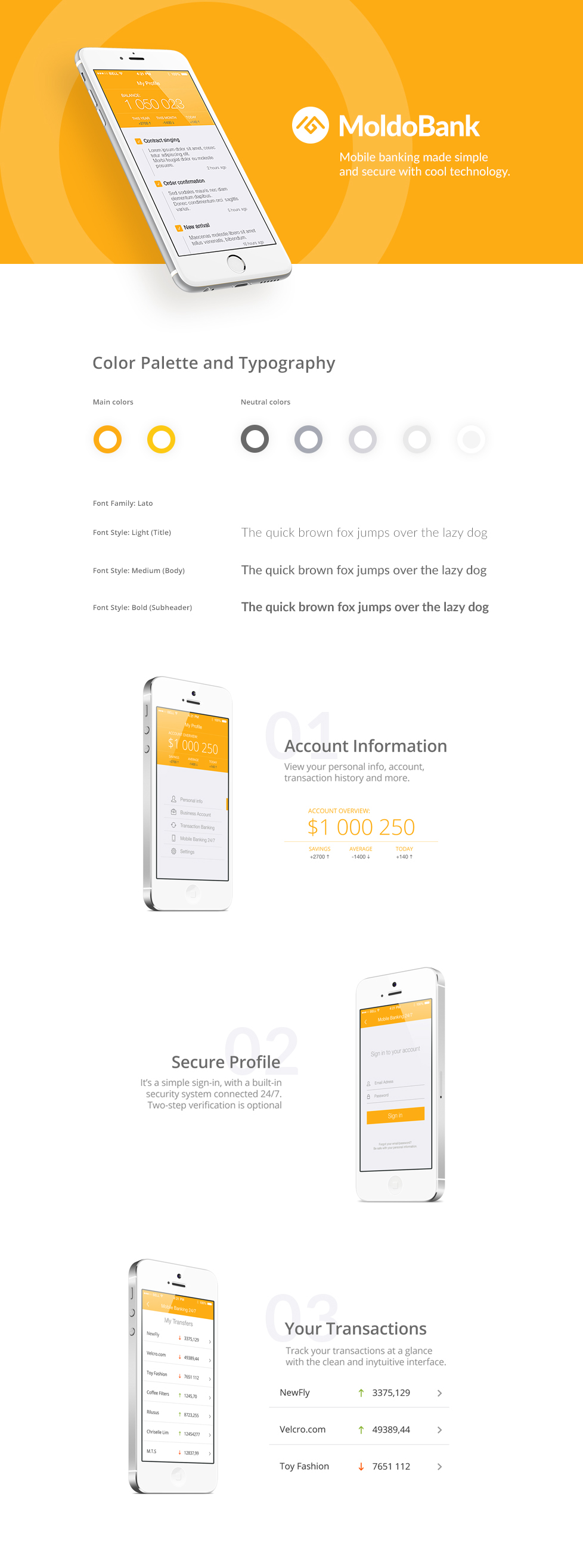 ios app banking finance mobile UI ux yellow