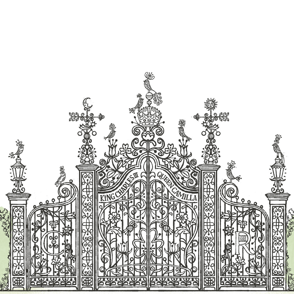 king garden pavillion design metal work steel coronation royalty crown Fun