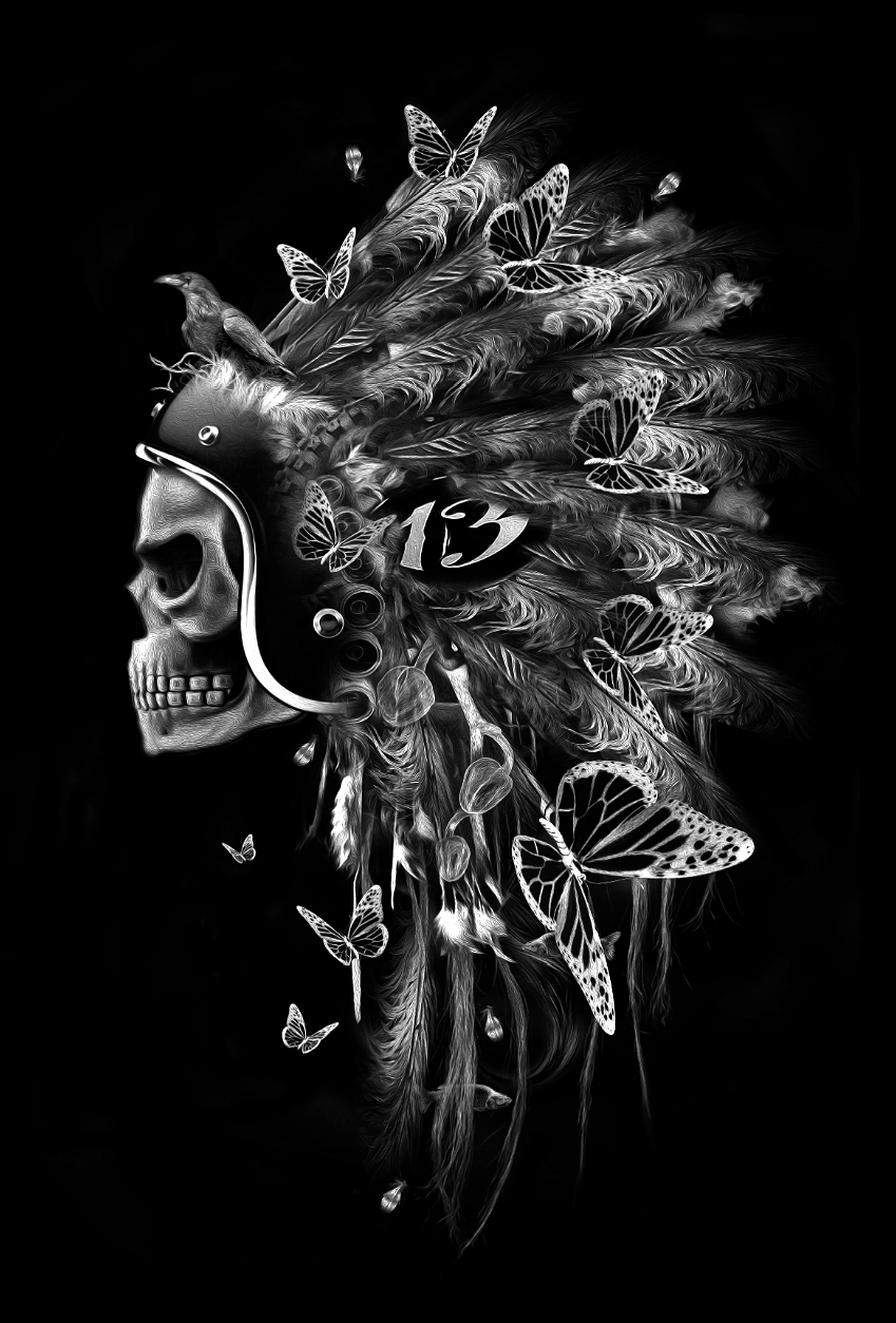 fantasmagorik nicolas obery indian dark White skull iron rock poster fantastic Helmet france adobe photoshop