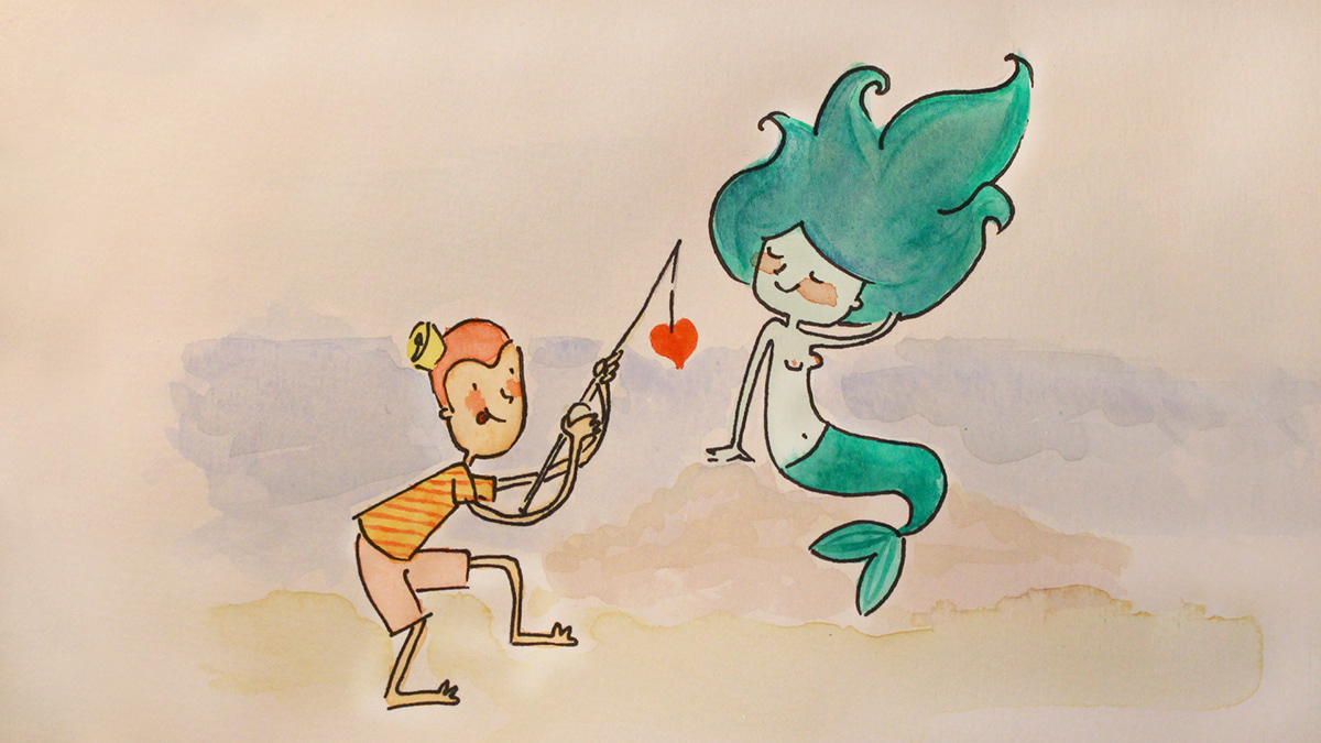 mermaid cartoon Characters Design sirena watercolor acuarela Love Sailor