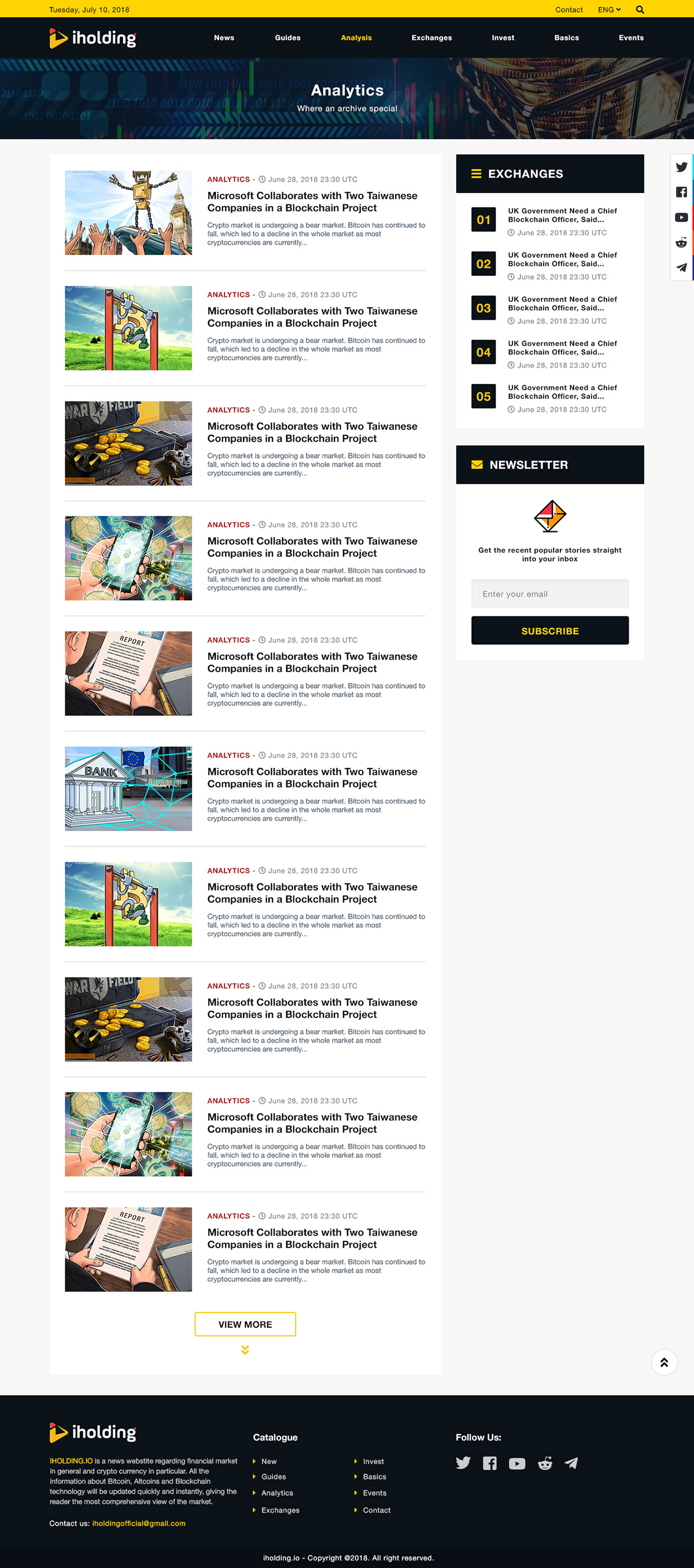 Template Bitcoin News Website For Iholding Company on Behance