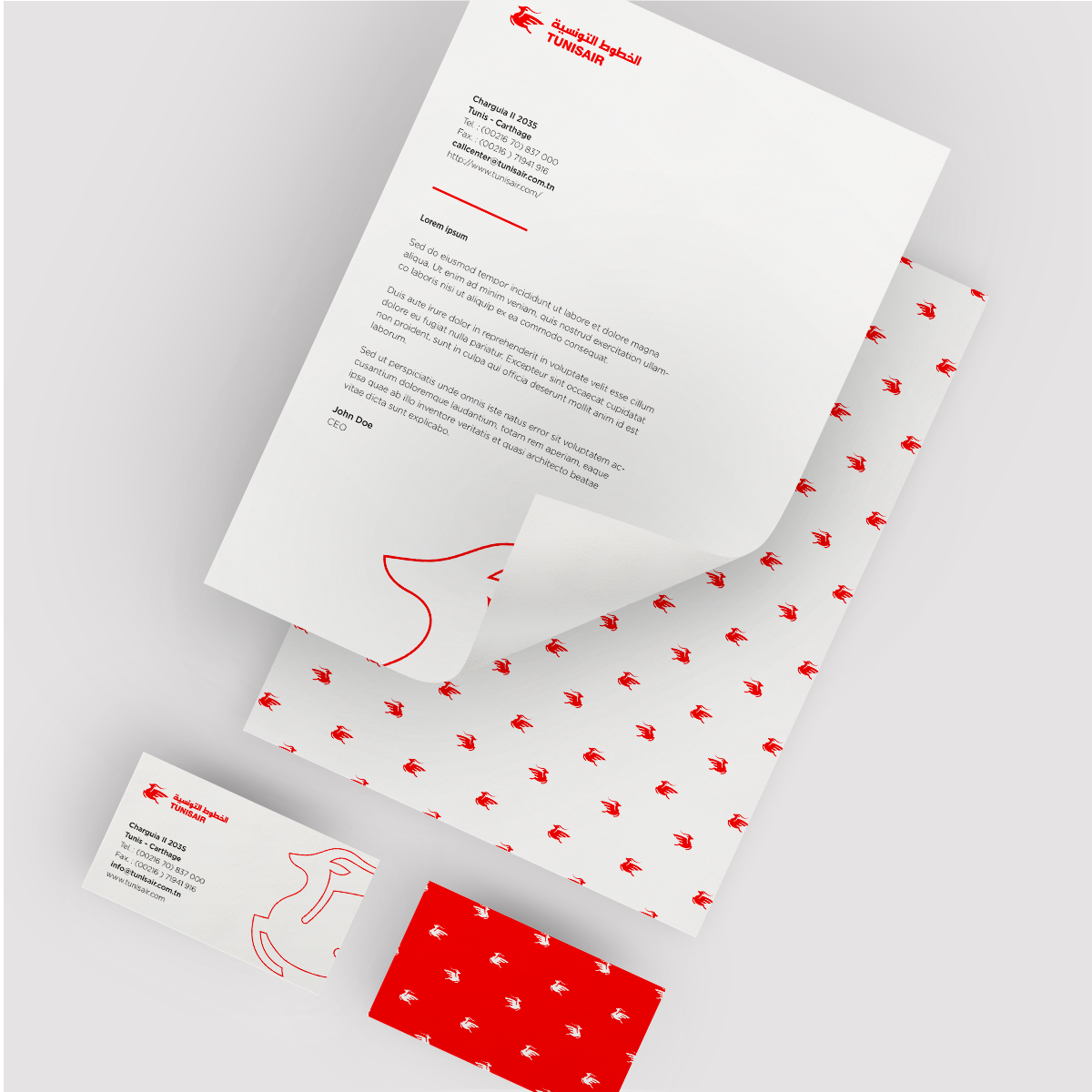 logo Stationery business card airport airplane Airlines Tunisair tunisia flight identity red visual Boarding Pass