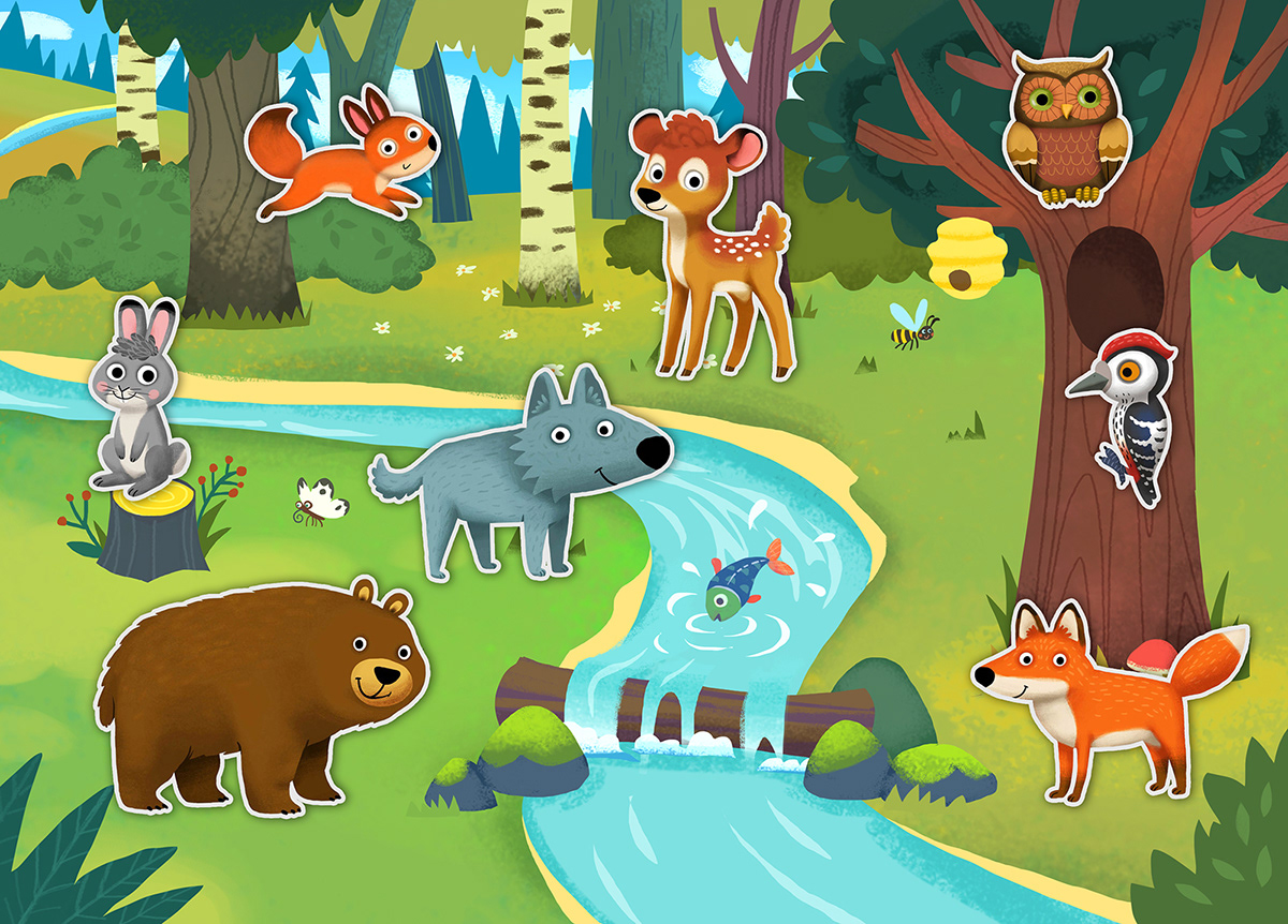 animals cartoon Character design  children's book cute digital illustration ILLUSTRATION  kids kids illustration table game