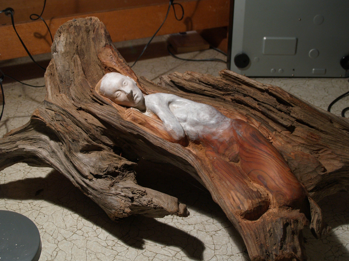 ophelia trapped wood carving figurative wood carving sculpture