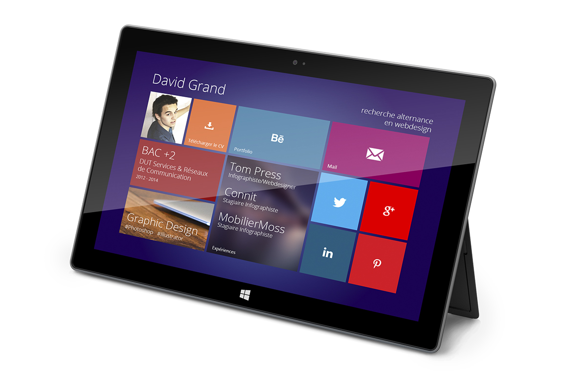 Modern UI Windows 8 CV Webdesign Responsive design mobile metro flat design Microsoft