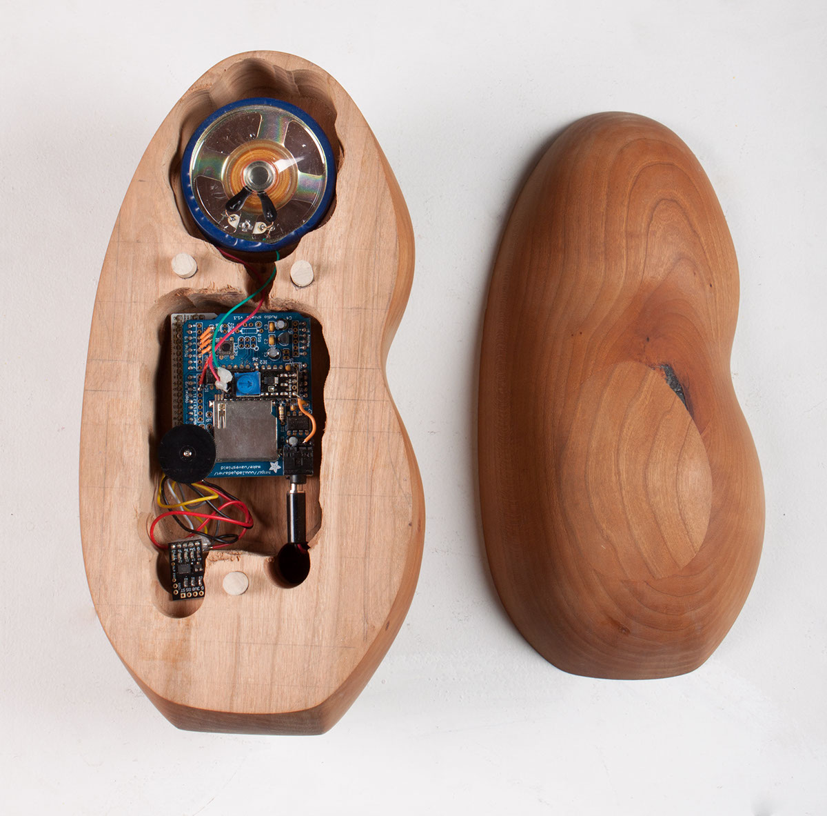 cherry Arduino wood robotics sensor accelerometer baby simulator sound carved