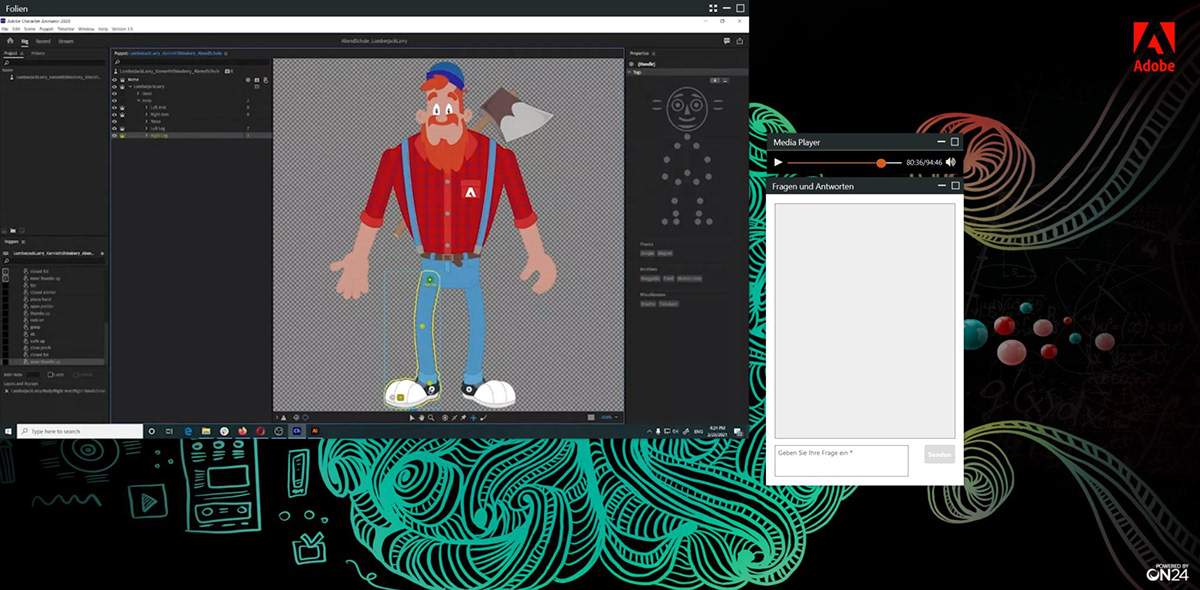 adobe Adobe Abendschule animation  Character Animator Character design  Illustrator lumberjack tutorial vector Workshop