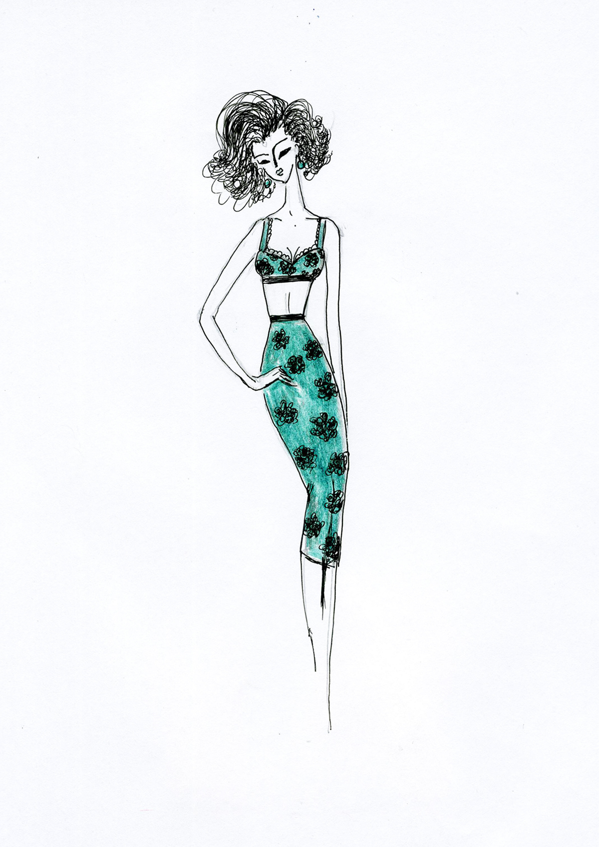 Illustrator sketches art woman pencil dress Fashion Sketches fashion illustration